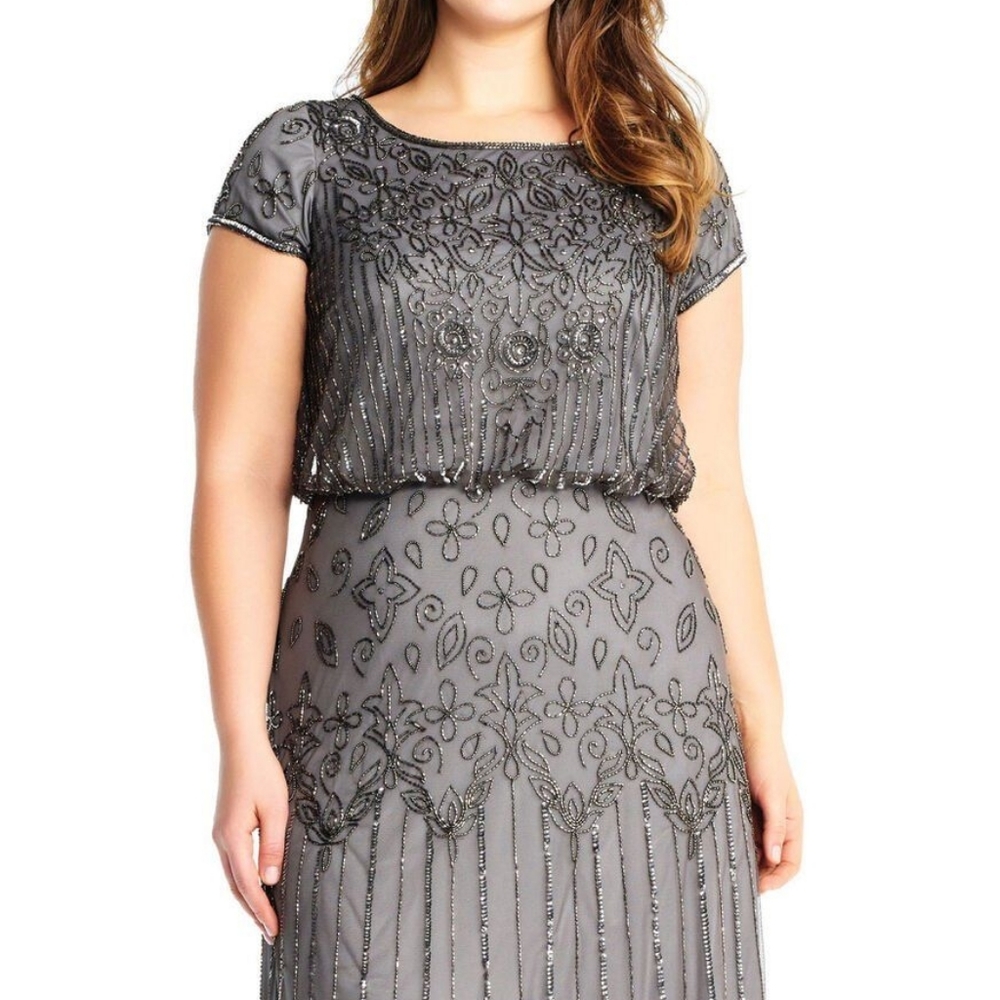 Adrianna Papell Beaded Blouson Gown